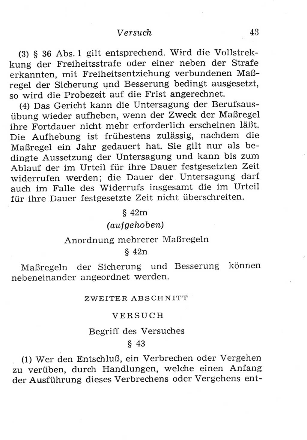 Strafgesetzbuch (StGB) und andere Strafgesetze [Deutsche Demokratische Republik (DDR)] 1957, Seite 43 (StGB Strafges. DDR 1957, S. 43)