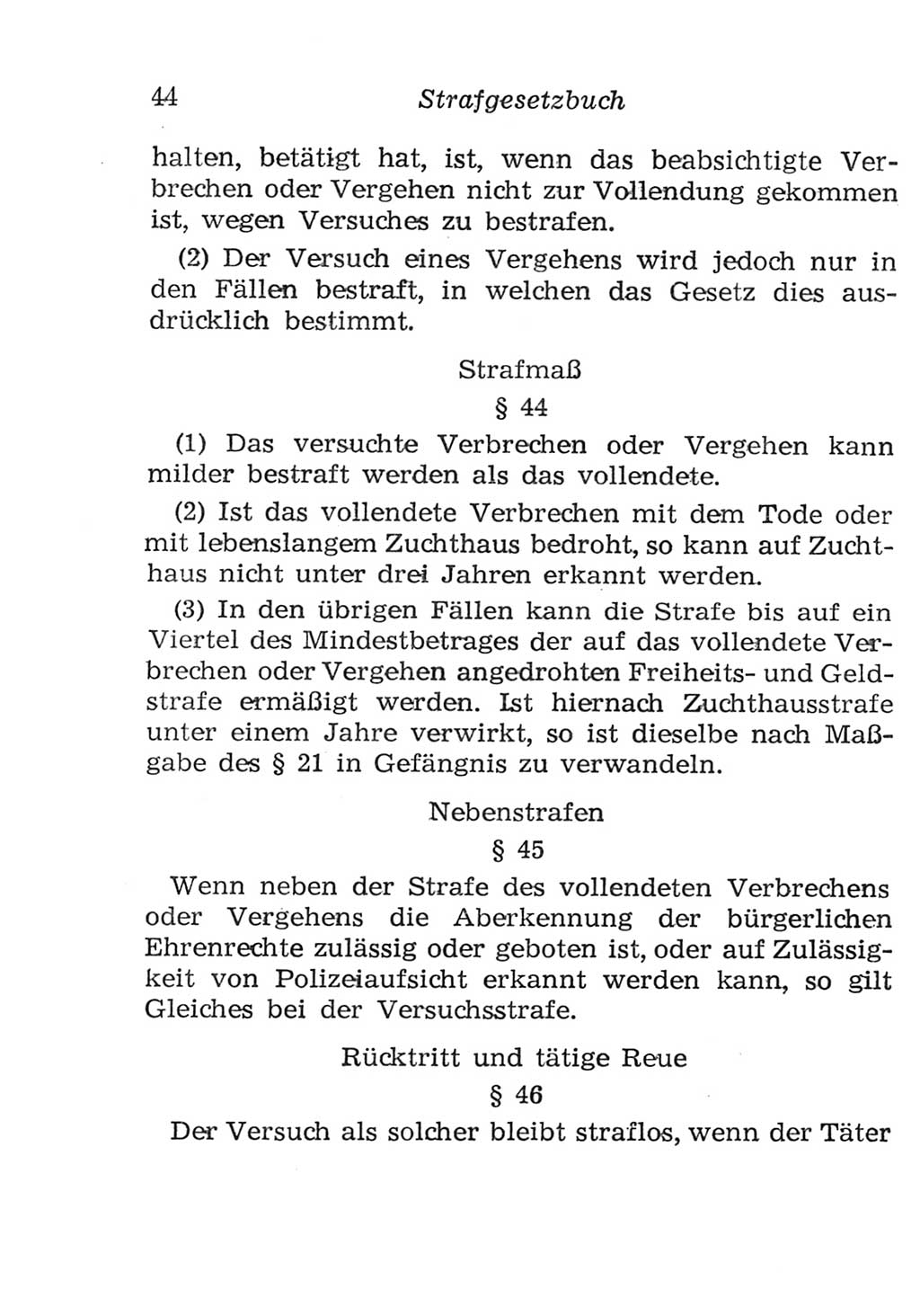 Strafgesetzbuch (StGB) und andere Strafgesetze [Deutsche Demokratische Republik (DDR)] 1957, Seite 44 (StGB Strafges. DDR 1957, S. 44)