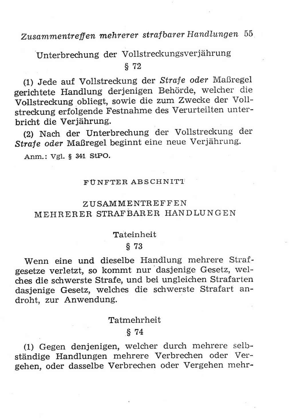 Strafgesetzbuch (StGB) und andere Strafgesetze [Deutsche Demokratische Republik (DDR)] 1957, Seite 55 (StGB Strafges. DDR 1957, S. 55)