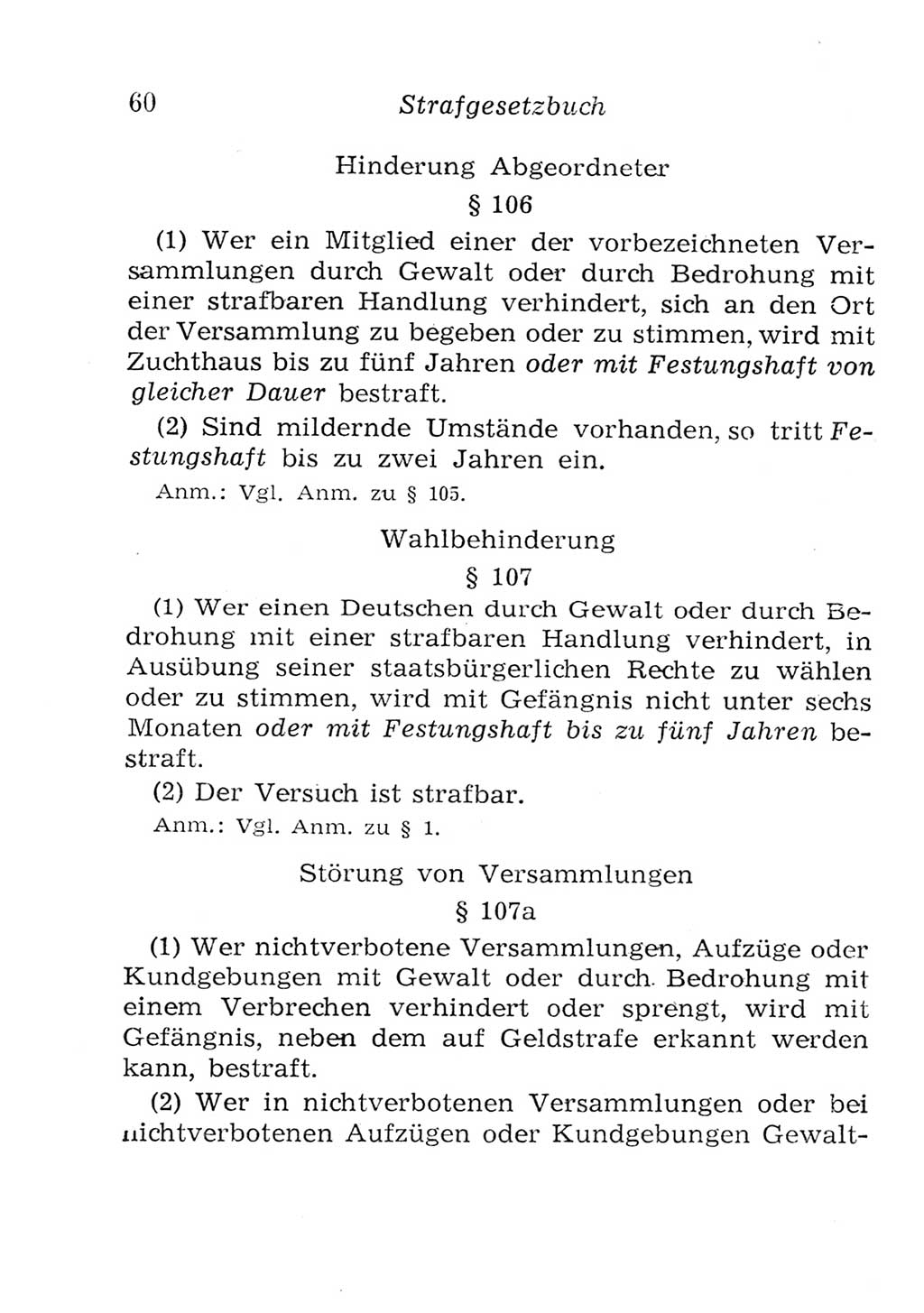 Strafgesetzbuch (StGB) und andere Strafgesetze [Deutsche Demokratische Republik (DDR)] 1957, Seite 60 (StGB Strafges. DDR 1957, S. 60)
