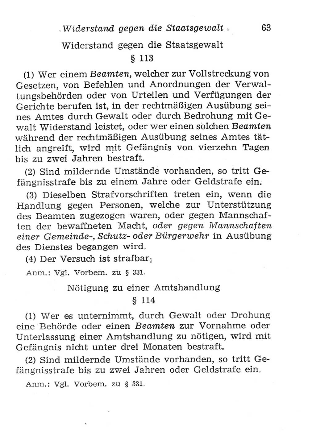 Strafgesetzbuch (StGB) und andere Strafgesetze [Deutsche Demokratische Republik (DDR)] 1957, Seite 63 (StGB Strafges. DDR 1957, S. 63)