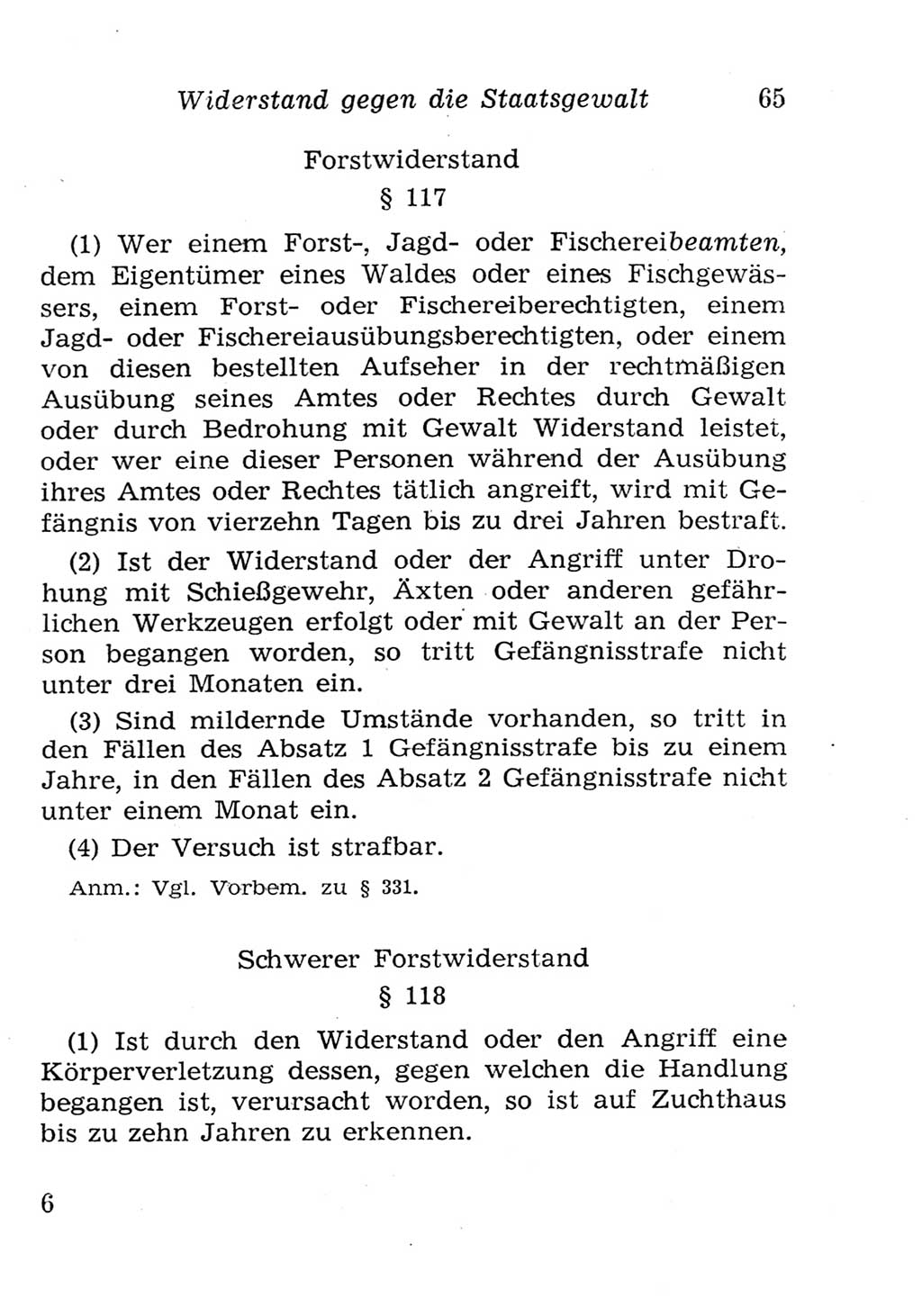 Strafgesetzbuch (StGB) und andere Strafgesetze [Deutsche Demokratische Republik (DDR)] 1957, Seite 65 (StGB Strafges. DDR 1957, S. 65)