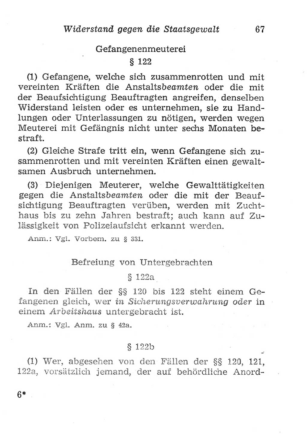 Strafgesetzbuch (StGB) und andere Strafgesetze [Deutsche Demokratische Republik (DDR)] 1957, Seite 67 (StGB Strafges. DDR 1957, S. 67)