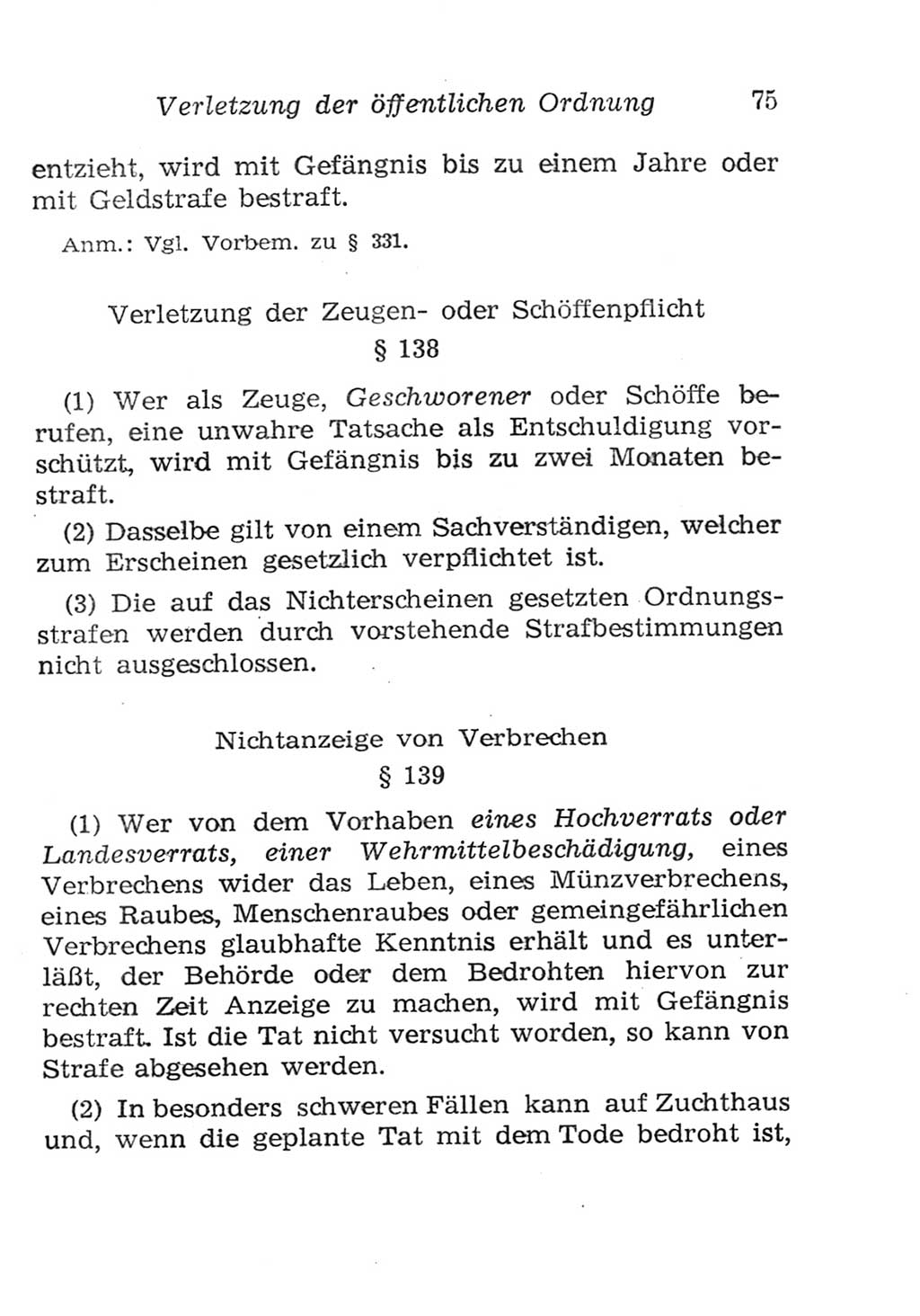 Strafgesetzbuch (StGB) und andere Strafgesetze [Deutsche Demokratische Republik (DDR)] 1957, Seite 75 (StGB Strafges. DDR 1957, S. 75)