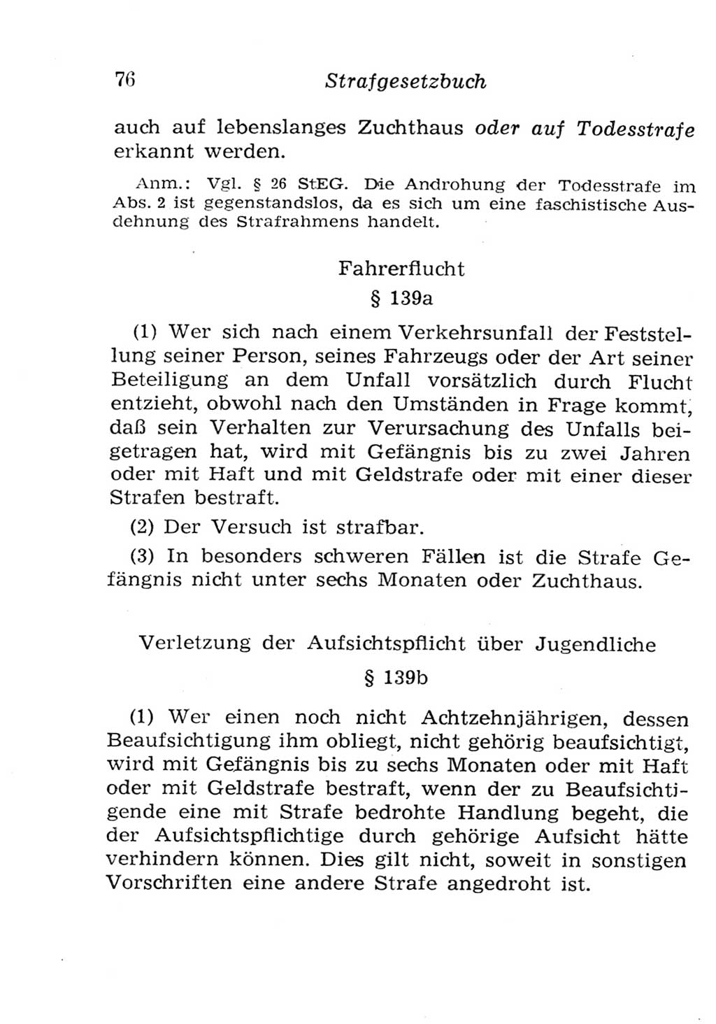 Strafgesetzbuch (StGB) und andere Strafgesetze [Deutsche Demokratische Republik (DDR)] 1957, Seite 76 (StGB Strafges. DDR 1957, S. 76)