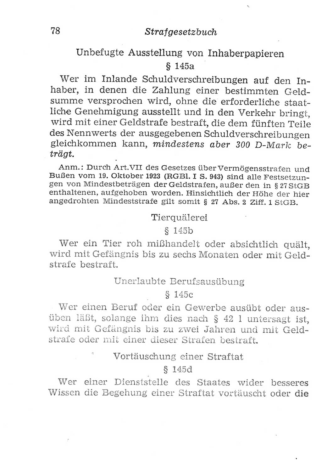 Strafgesetzbuch (StGB) und andere Strafgesetze [Deutsche Demokratische Republik (DDR)] 1957, Seite 78 (StGB Strafges. DDR 1957, S. 78)