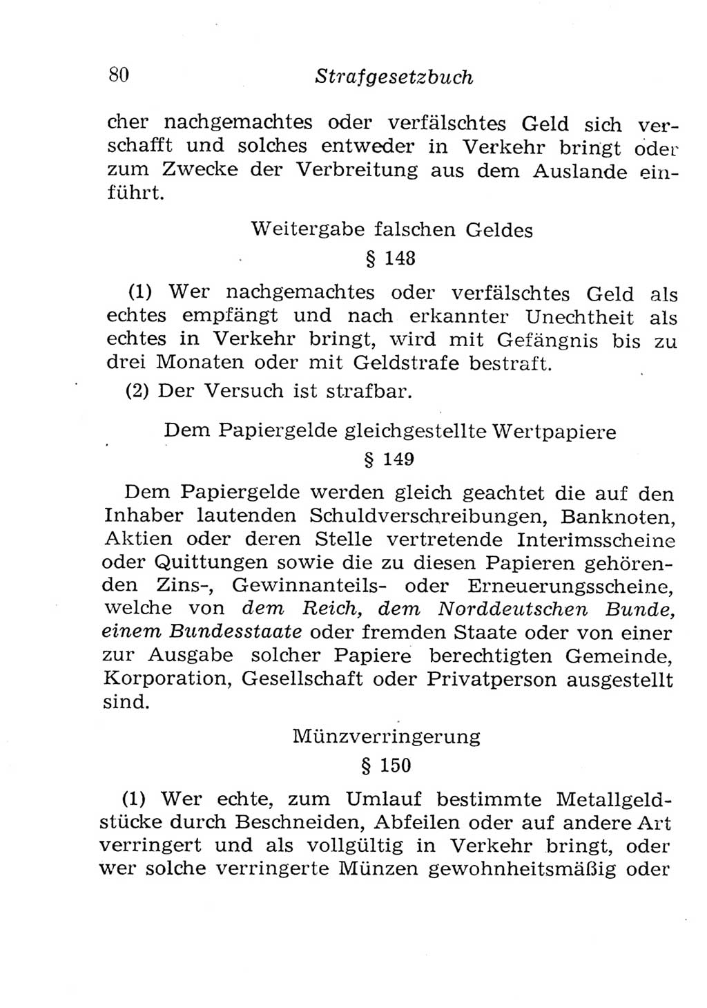 Strafgesetzbuch (StGB) und andere Strafgesetze [Deutsche Demokratische Republik (DDR)] 1957, Seite 80 (StGB Strafges. DDR 1957, S. 80)