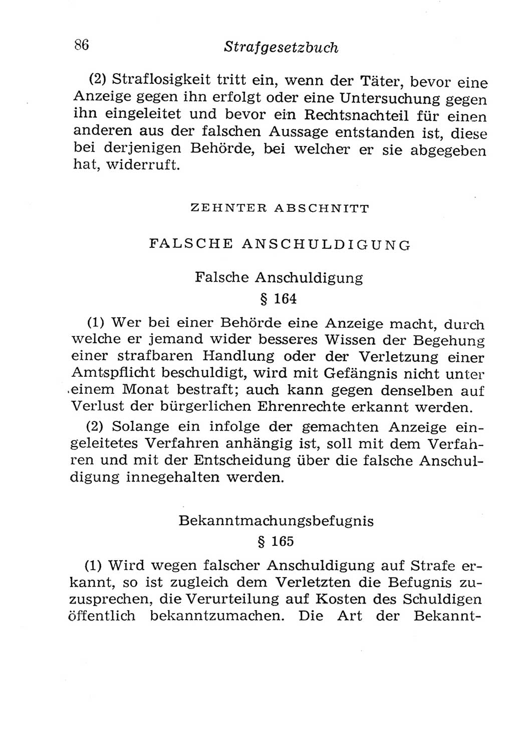 Strafgesetzbuch (StGB) und andere Strafgesetze [Deutsche Demokratische Republik (DDR)] 1957, Seite 86 (StGB Strafges. DDR 1957, S. 86)
