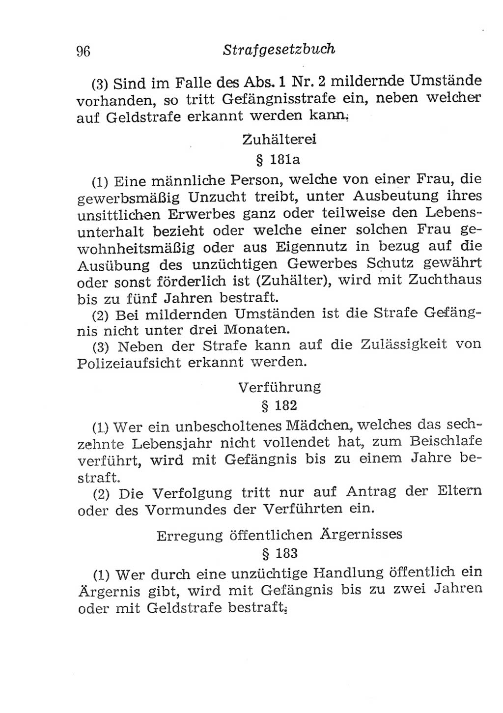 Strafgesetzbuch (StGB) und andere Strafgesetze [Deutsche Demokratische Republik (DDR)] 1957, Seite 96 (StGB Strafges. DDR 1957, S. 96)