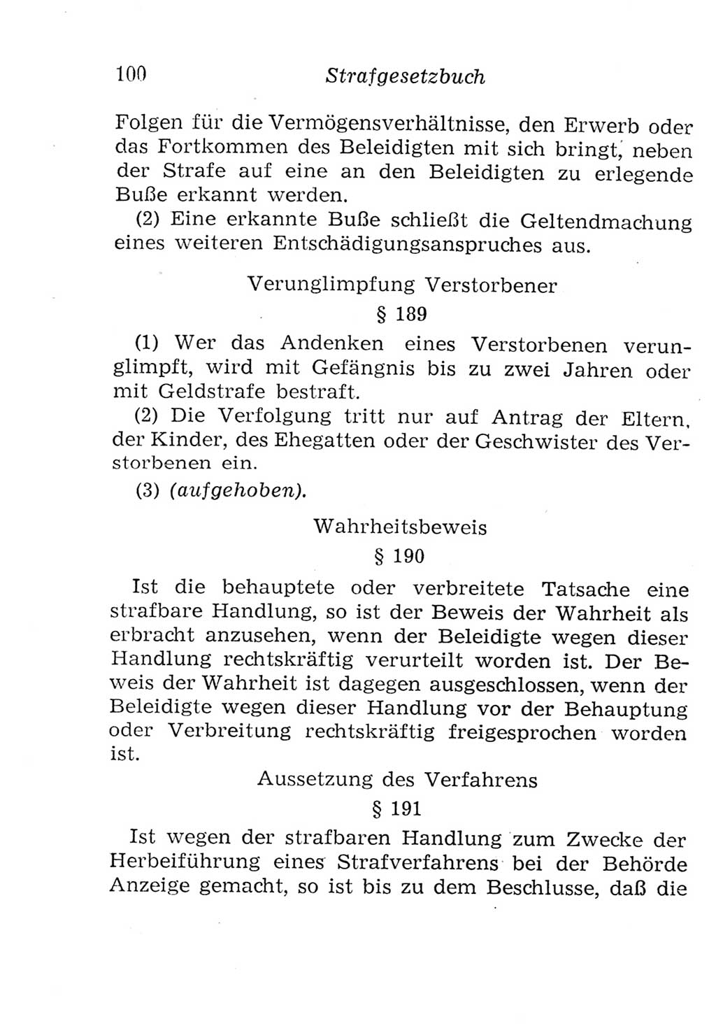 Strafgesetzbuch (StGB) und andere Strafgesetze [Deutsche Demokratische Republik (DDR)] 1957, Seite 100 (StGB Strafges. DDR 1957, S. 100)