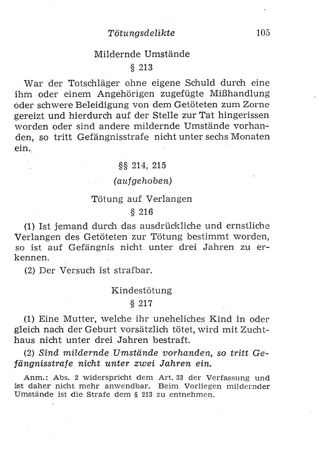 Strafgesetzbuch (StGB) und andere Strafgesetze [Deutsche Demokratische Republik (DDR)] 1957, Seite 105 (StGB Strafges. DDR 1957, S. 105)