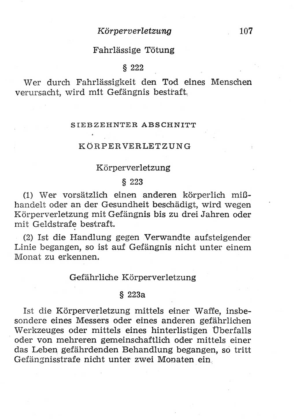Strafgesetzbuch (StGB) und andere Strafgesetze [Deutsche Demokratische Republik (DDR)] 1957, Seite 107 (StGB Strafges. DDR 1957, S. 107)