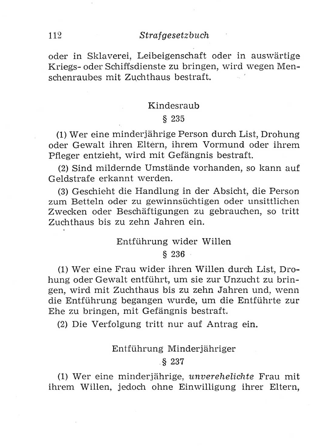 Strafgesetzbuch (StGB) und andere Strafgesetze [Deutsche Demokratische Republik (DDR)] 1957, Seite 112 (StGB Strafges. DDR 1957, S. 112)