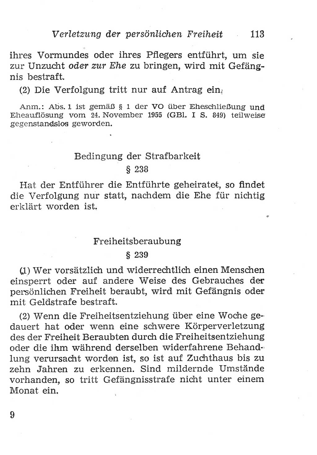 Strafgesetzbuch (StGB) und andere Strafgesetze [Deutsche Demokratische Republik (DDR)] 1957, Seite 113 (StGB Strafges. DDR 1957, S. 113)