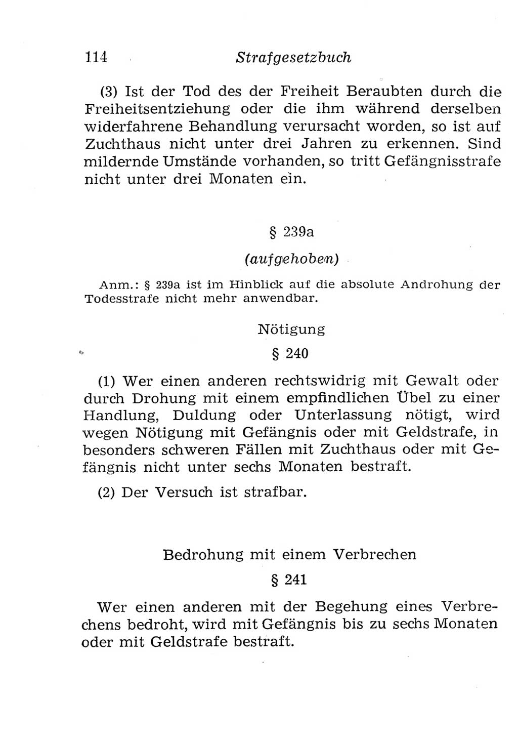 Strafgesetzbuch (StGB) und andere Strafgesetze [Deutsche Demokratische Republik (DDR)] 1957, Seite 114 (StGB Strafges. DDR 1957, S. 114)