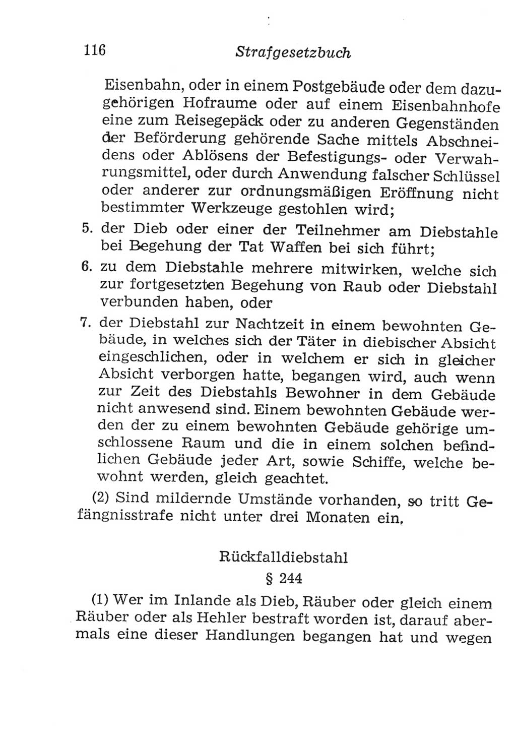 Strafgesetzbuch (StGB) und andere Strafgesetze [Deutsche Demokratische Republik (DDR)] 1957, Seite 116 (StGB Strafges. DDR 1957, S. 116)