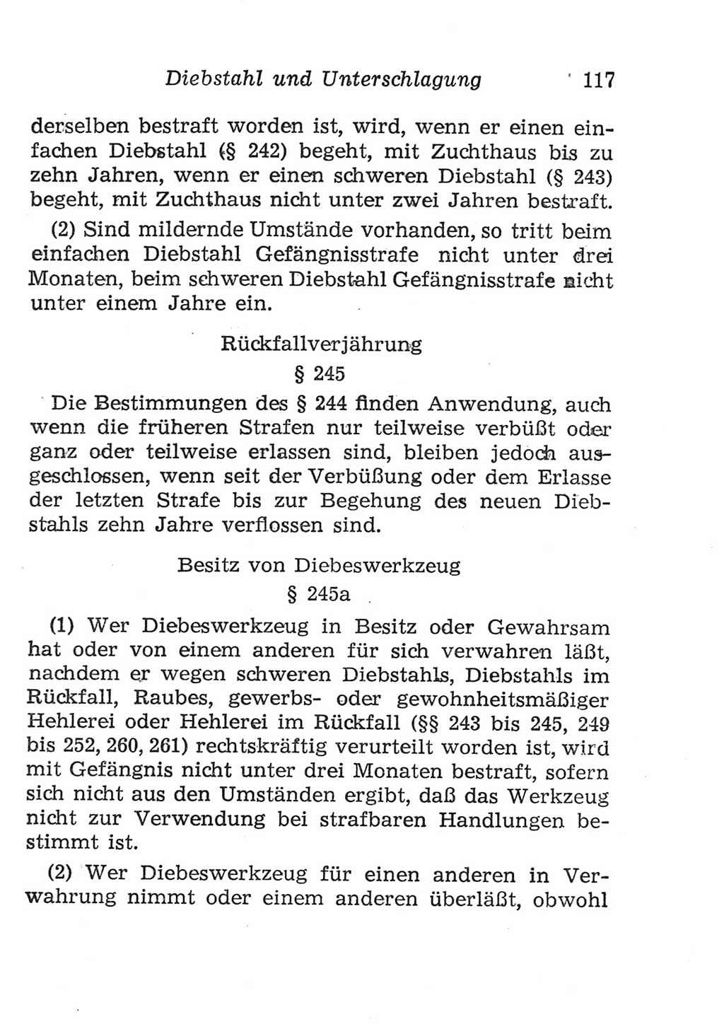 Strafgesetzbuch (StGB) und andere Strafgesetze [Deutsche Demokratische Republik (DDR)] 1957, Seite 117 (StGB Strafges. DDR 1957, S. 117)