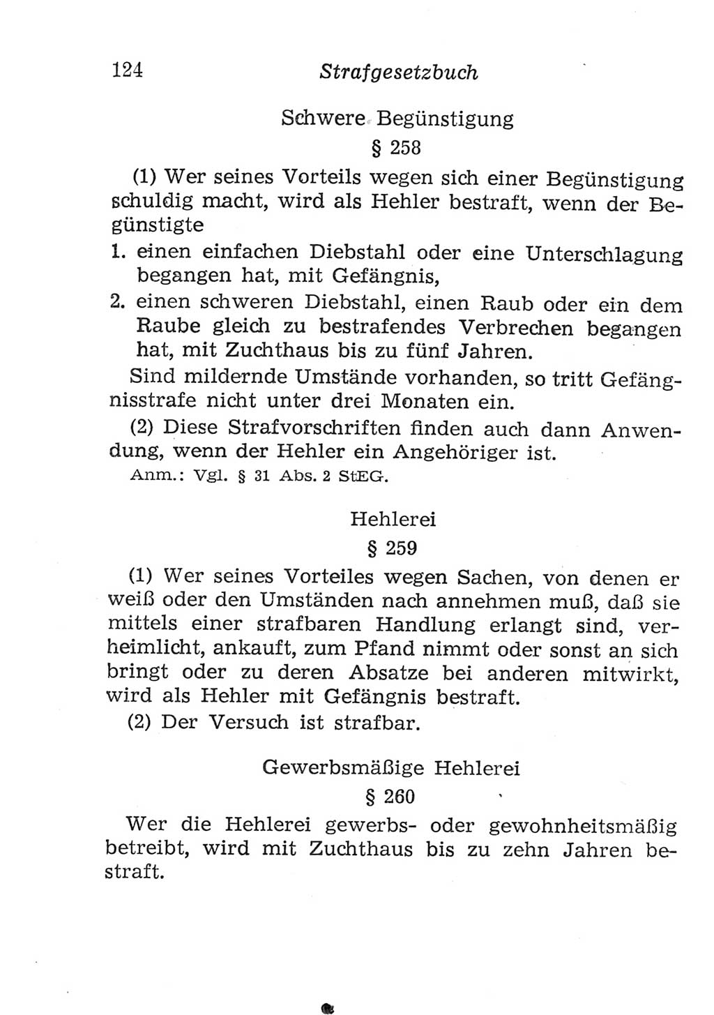 Strafgesetzbuch (StGB) und andere Strafgesetze [Deutsche Demokratische Republik (DDR)] 1957, Seite 124 (StGB Strafges. DDR 1957, S. 124)