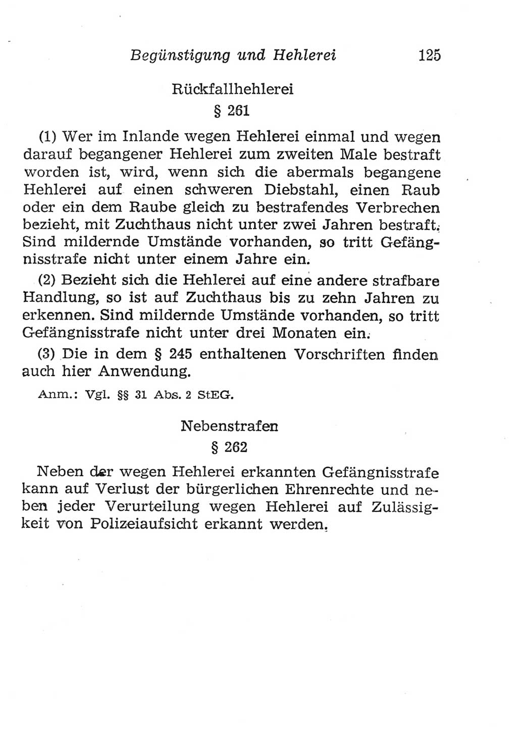 Strafgesetzbuch (StGB) und andere Strafgesetze [Deutsche Demokratische Republik (DDR)] 1957, Seite 125 (StGB Strafges. DDR 1957, S. 125)