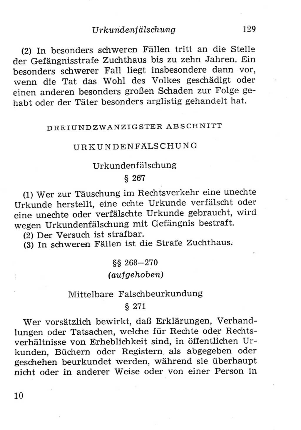 Strafgesetzbuch (StGB) und andere Strafgesetze [Deutsche Demokratische Republik (DDR)] 1957, Seite 129 (StGB Strafges. DDR 1957, S. 129)