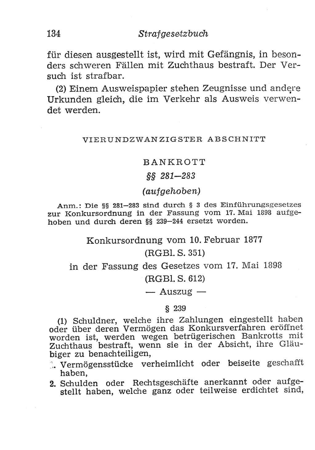 Strafgesetzbuch (StGB) und andere Strafgesetze [Deutsche Demokratische Republik (DDR)] 1957, Seite 134 (StGB Strafges. DDR 1957, S. 134)