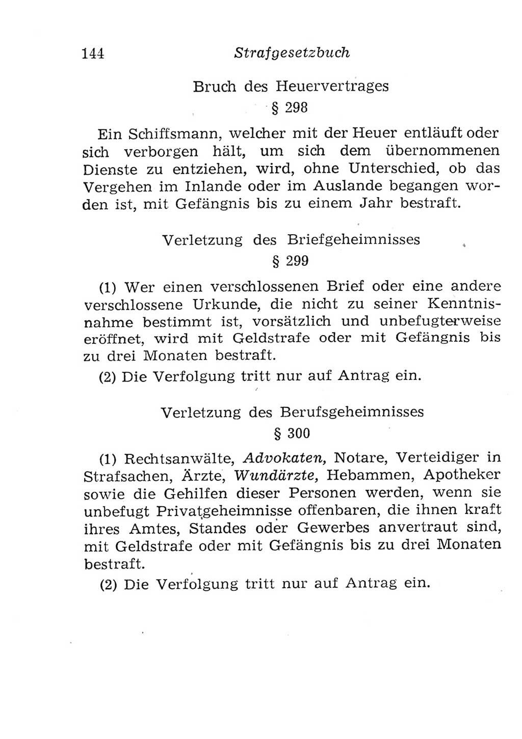 Strafgesetzbuch (StGB) und andere Strafgesetze [Deutsche Demokratische Republik (DDR)] 1957, Seite 144 (StGB Strafges. DDR 1957, S. 144)