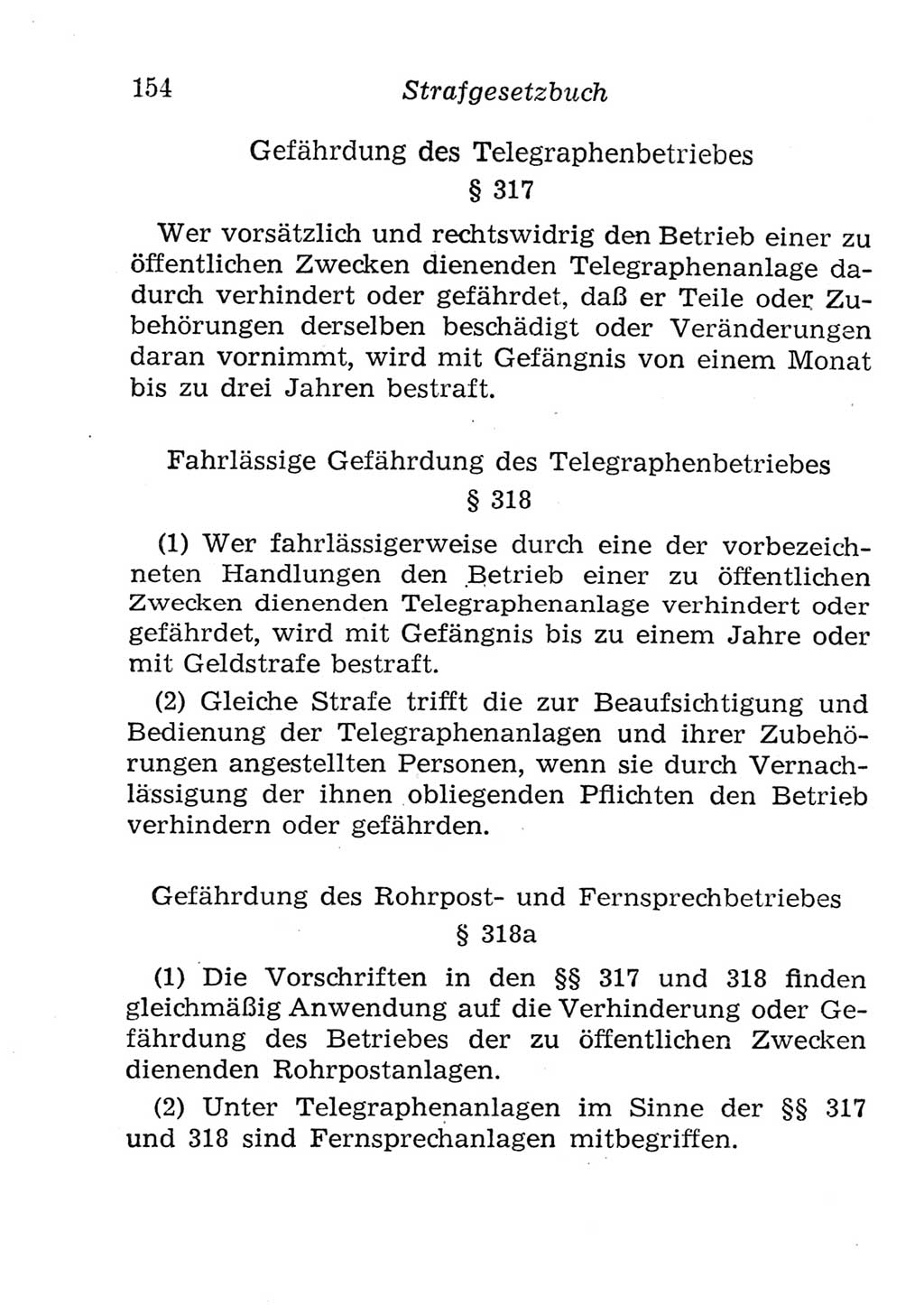 Strafgesetzbuch (StGB) und andere Strafgesetze [Deutsche Demokratische Republik (DDR)] 1957, Seite 154 (StGB Strafges. DDR 1957, S. 154)