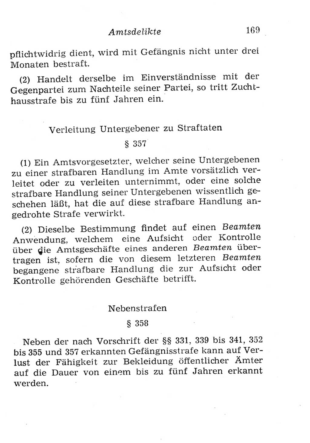 Strafgesetzbuch (StGB) und andere Strafgesetze [Deutsche Demokratische Republik (DDR)] 1957, Seite 169 (StGB Strafges. DDR 1957, S. 169)