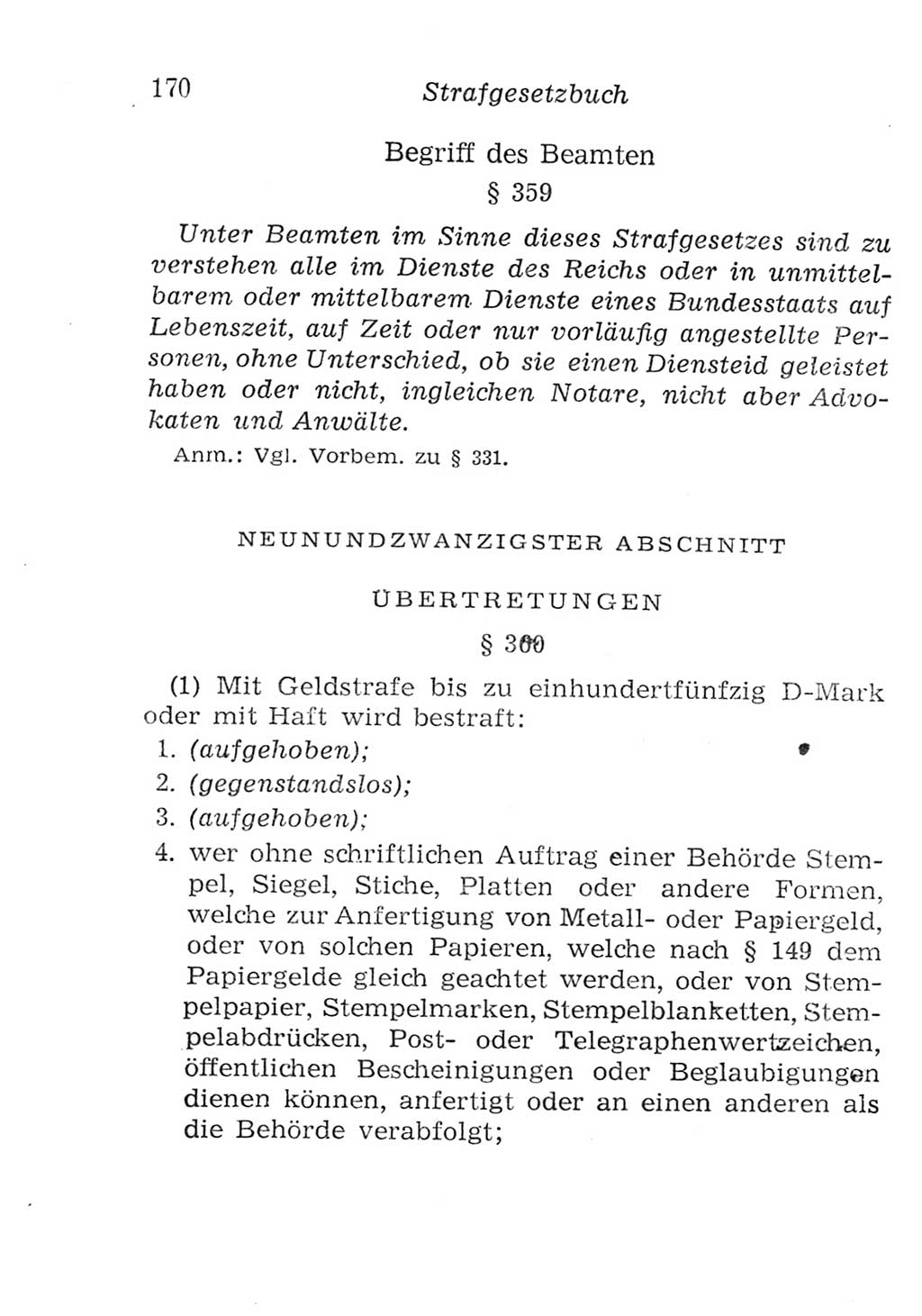 Strafgesetzbuch (StGB) und andere Strafgesetze [Deutsche Demokratische Republik (DDR)] 1957, Seite 170 (StGB Strafges. DDR 1957, S. 170)