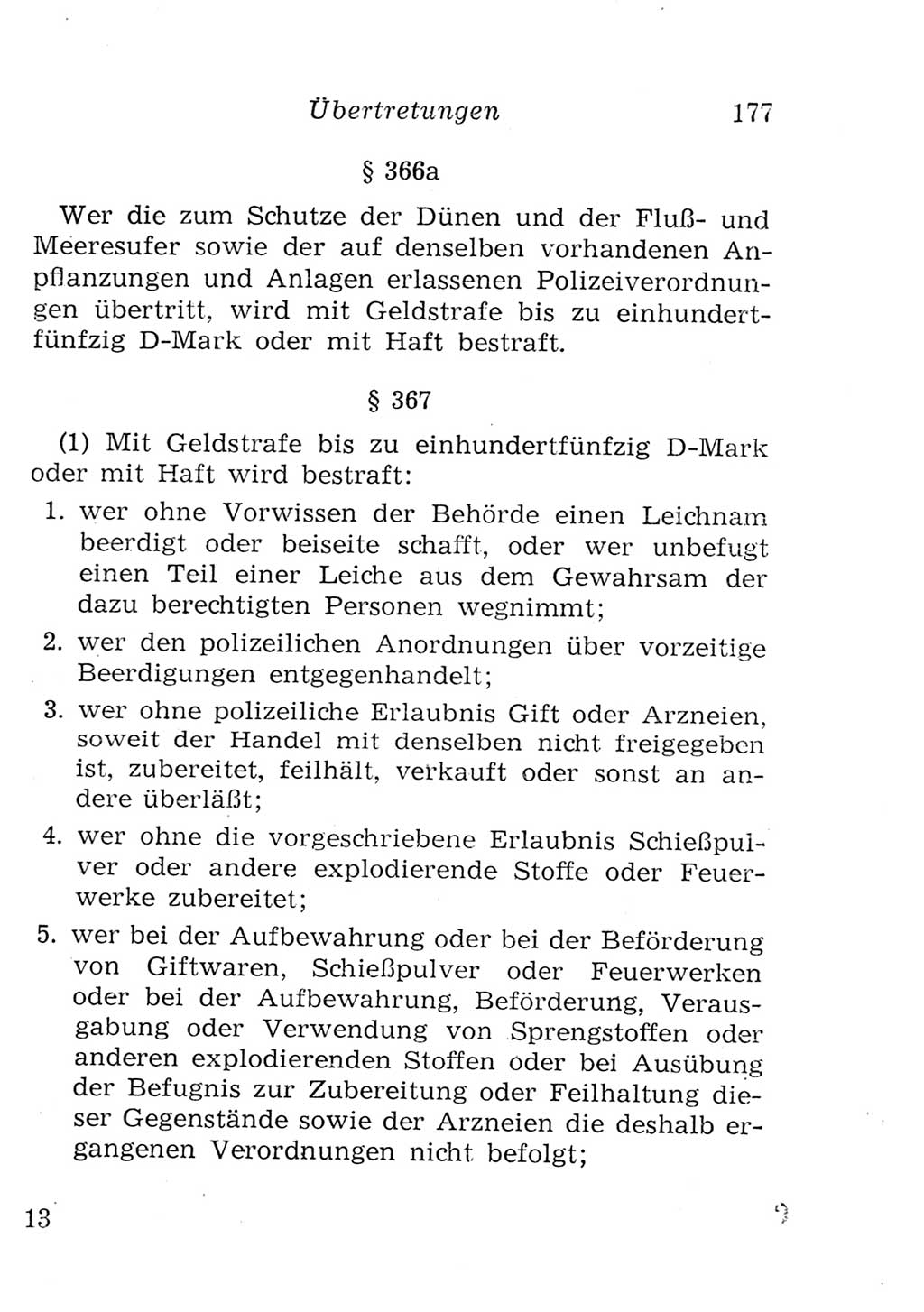 Strafgesetzbuch (StGB) und andere Strafgesetze [Deutsche Demokratische Republik (DDR)] 1957, Seite 177 (StGB Strafges. DDR 1957, S. 177)