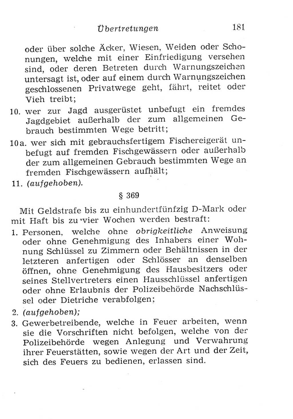 Strafgesetzbuch (StGB) und andere Strafgesetze [Deutsche Demokratische Republik (DDR)] 1957, Seite 181 (StGB Strafges. DDR 1957, S. 181)