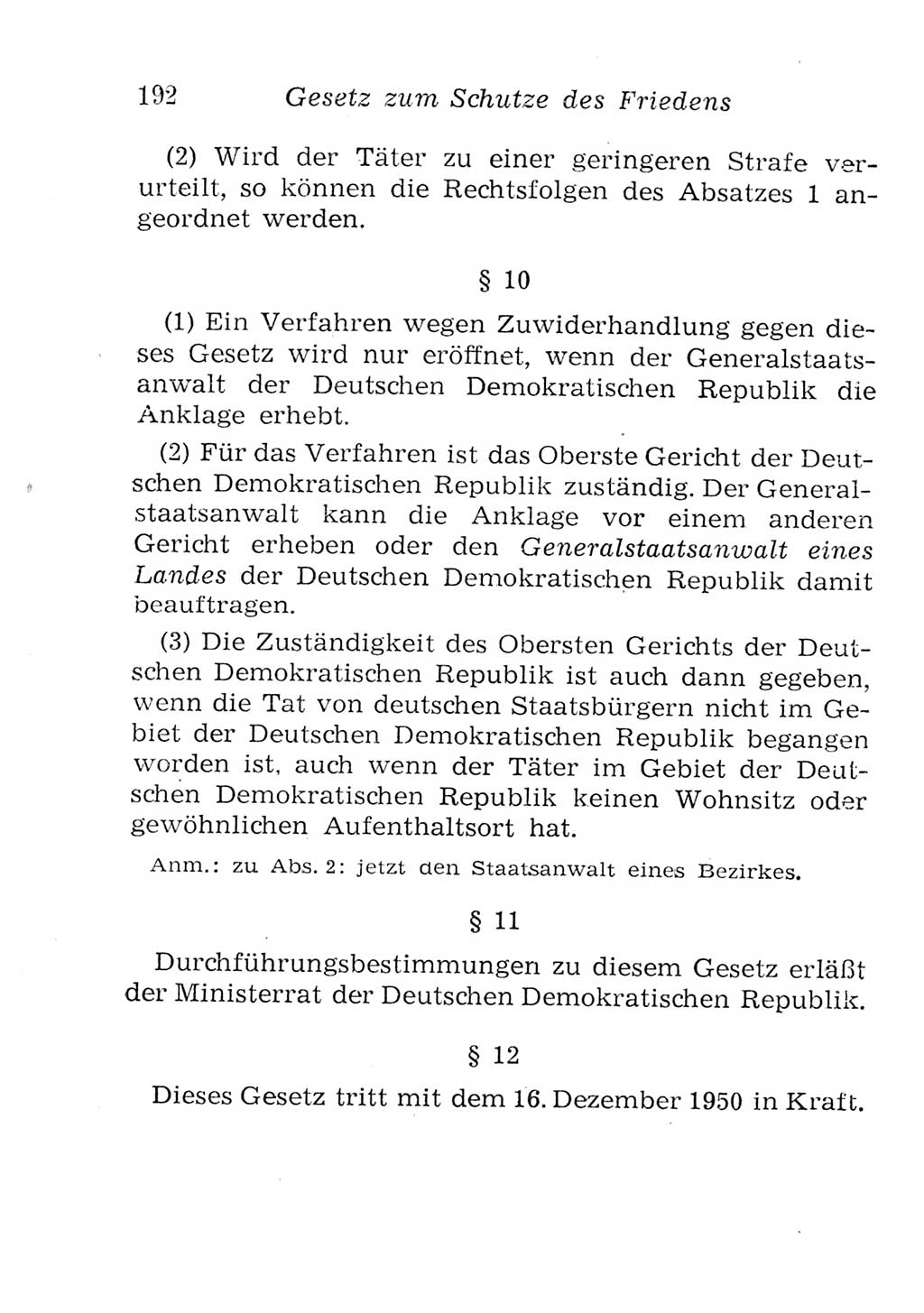 Strafgesetzbuch (StGB) und andere Strafgesetze [Deutsche Demokratische Republik (DDR)] 1957, Seite 192 (StGB Strafges. DDR 1957, S. 192)