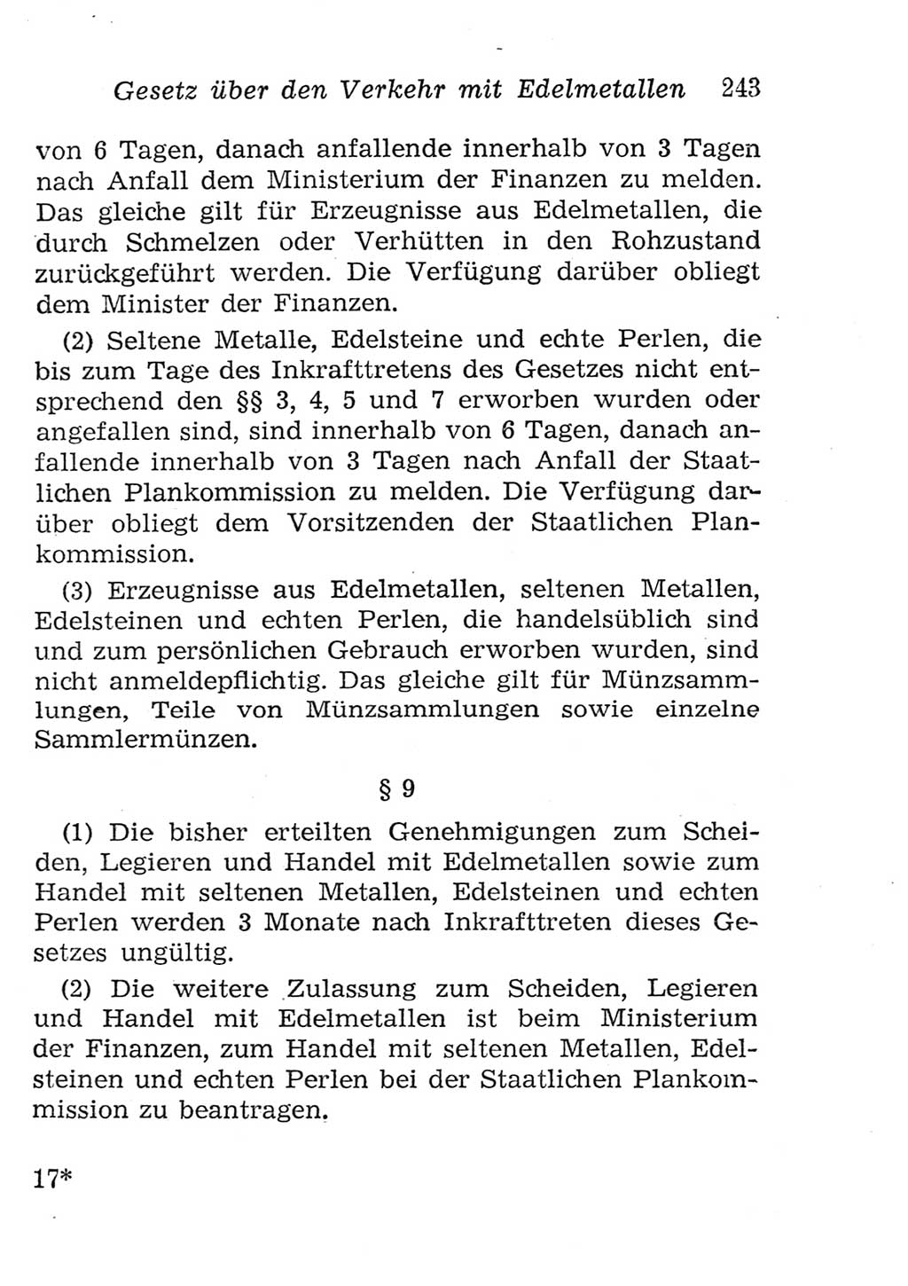 Strafgesetzbuch (StGB) und andere Strafgesetze [Deutsche Demokratische Republik (DDR)] 1957, Seite 243 (StGB Strafges. DDR 1957, S. 243)