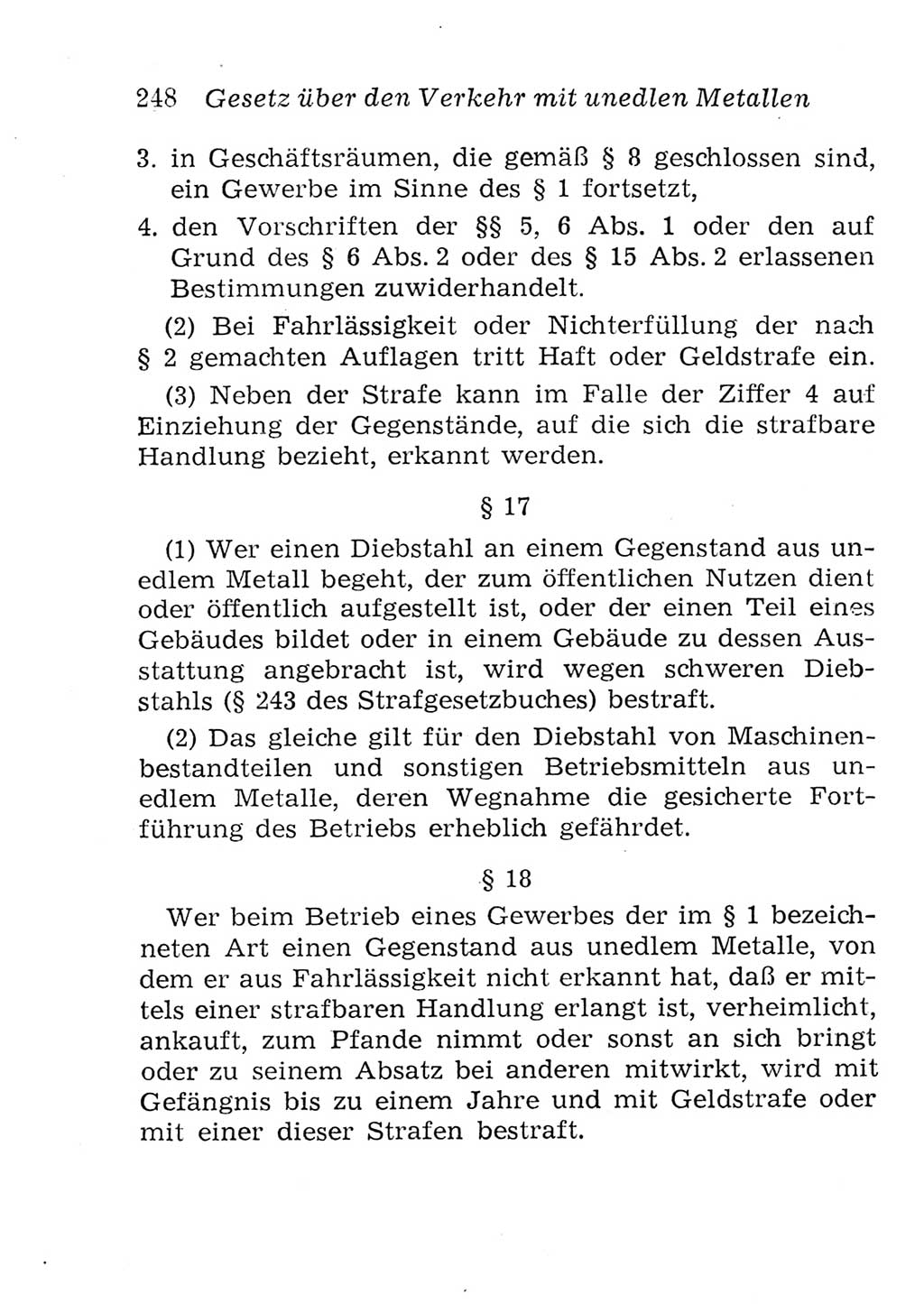 Strafgesetzbuch (StGB) und andere Strafgesetze [Deutsche Demokratische Republik (DDR)] 1957, Seite 248 (StGB Strafges. DDR 1957, S. 248)