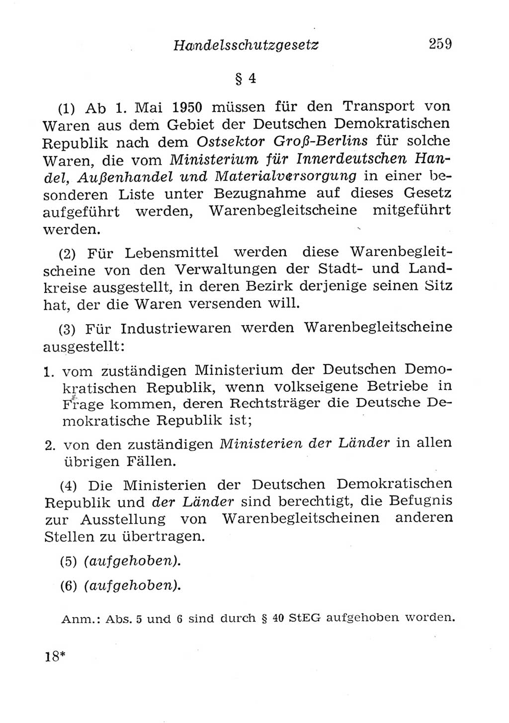 Strafgesetzbuch (StGB) und andere Strafgesetze [Deutsche Demokratische Republik (DDR)] 1957, Seite 259 (StGB Strafges. DDR 1957, S. 259)