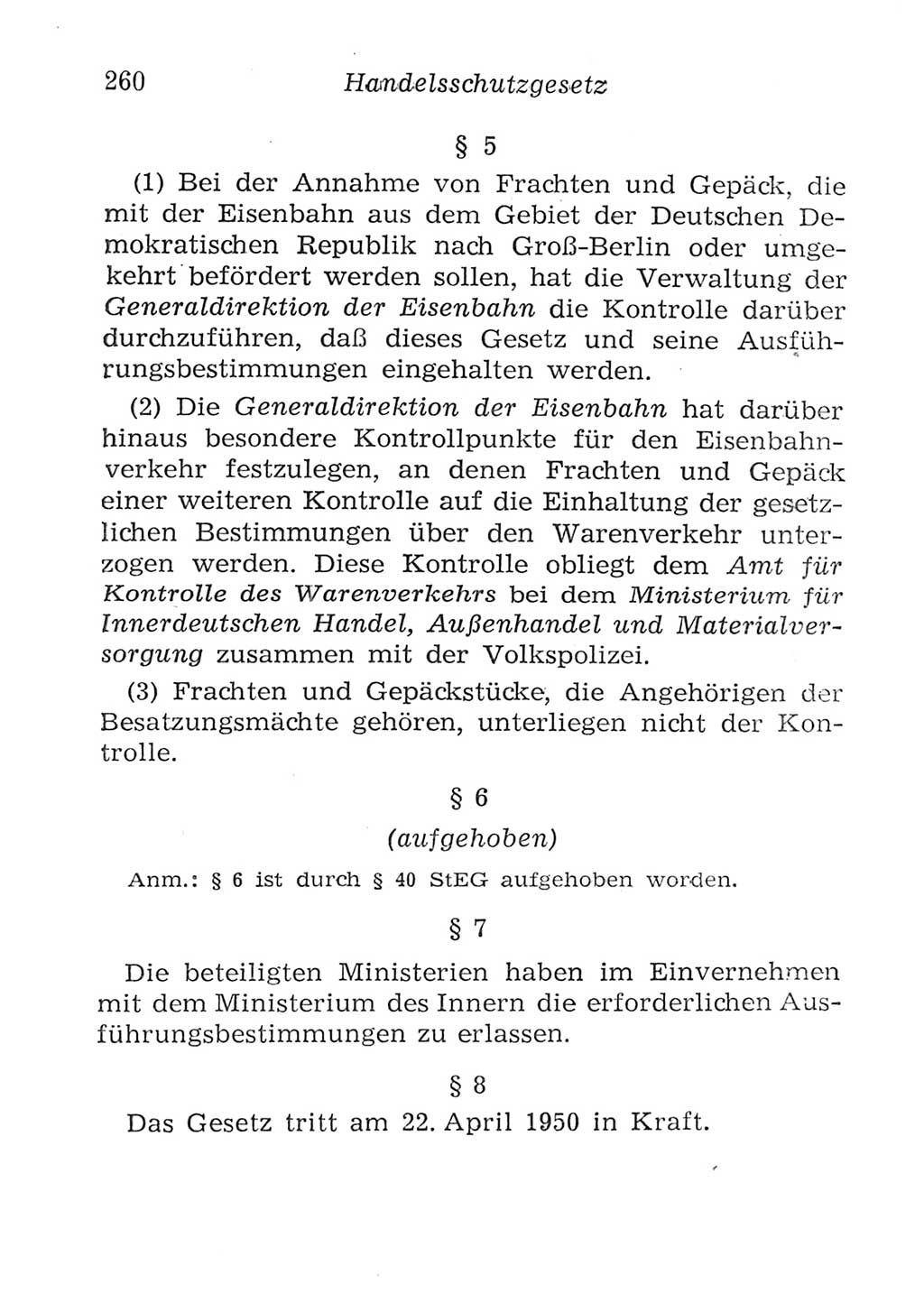 Strafgesetzbuch (StGB) und andere Strafgesetze [Deutsche Demokratische Republik (DDR)] 1957, Seite 260 (StGB Strafges. DDR 1957, S. 260)