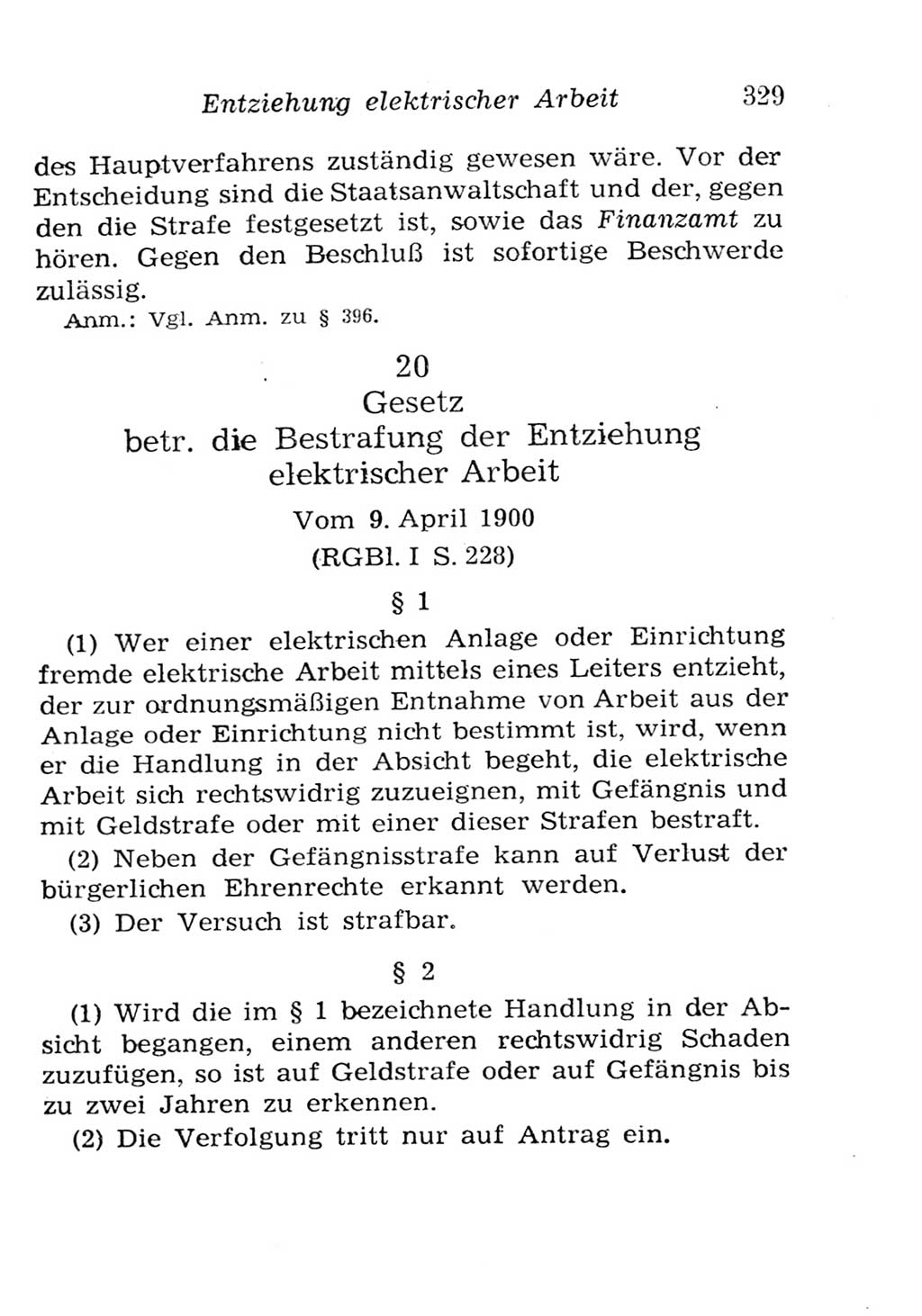 Strafgesetzbuch (StGB) und andere Strafgesetze [Deutsche Demokratische Republik (DDR)] 1957, Seite 329 (StGB Strafges. DDR 1957, S. 329)