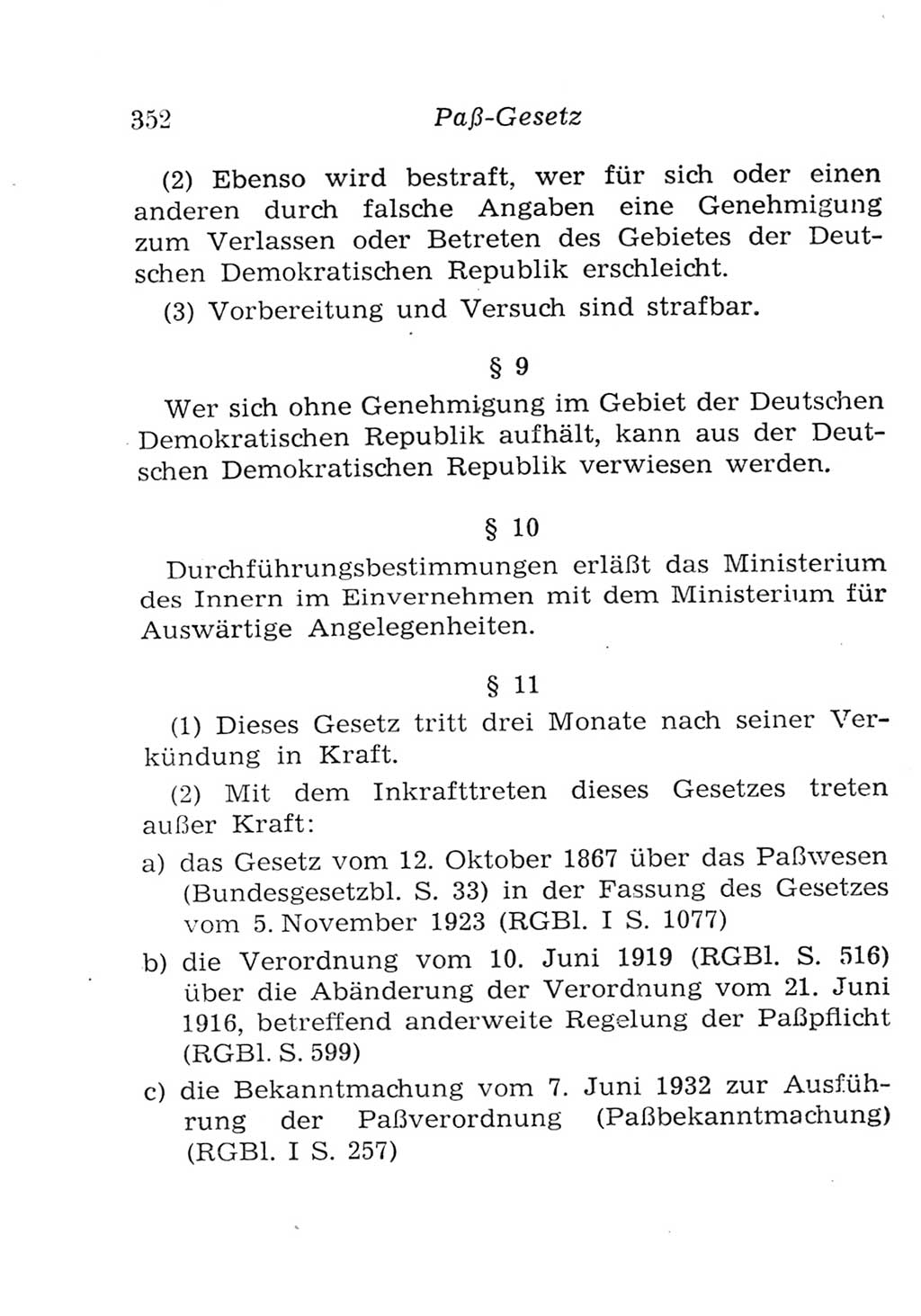 Strafgesetzbuch (StGB) und andere Strafgesetze [Deutsche Demokratische Republik (DDR)] 1957, Seite 352 (StGB Strafges. DDR 1957, S. 352)