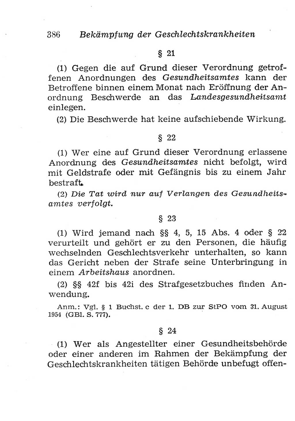 Strafgesetzbuch (StGB) und andere Strafgesetze [Deutsche Demokratische Republik (DDR)] 1957, Seite 386 (StGB Strafges. DDR 1957, S. 386)