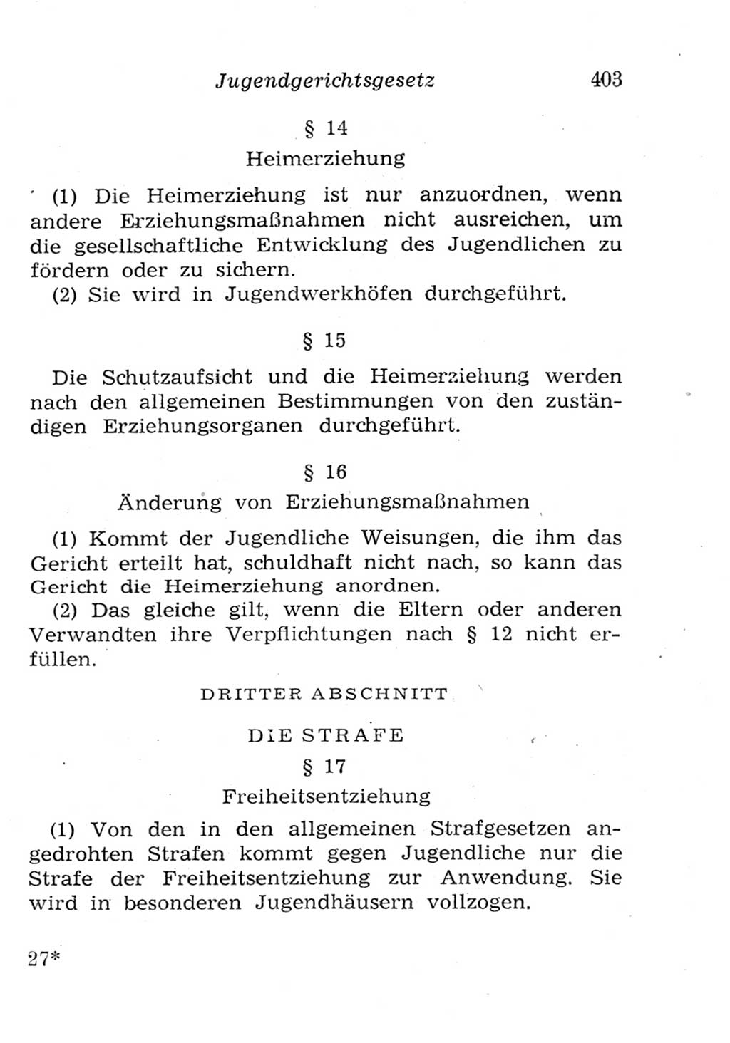 Strafgesetzbuch (StGB) und andere Strafgesetze [Deutsche Demokratische Republik (DDR)] 1957, Seite 403 (StGB Strafges. DDR 1957, S. 403)