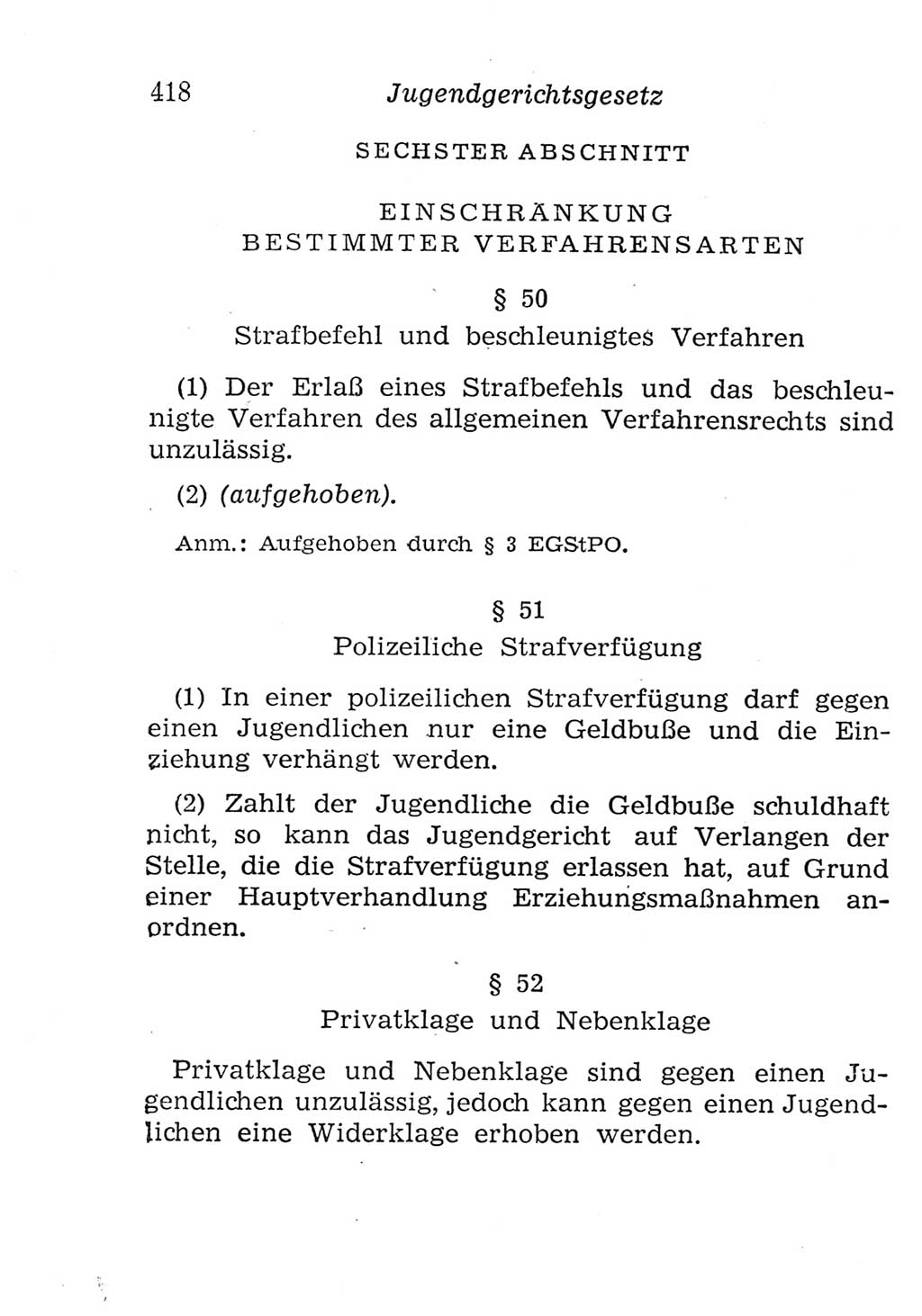 Strafgesetzbuch (StGB) und andere Strafgesetze [Deutsche Demokratische Republik (DDR)] 1957, Seite 418 (StGB Strafges. DDR 1957, S. 418)