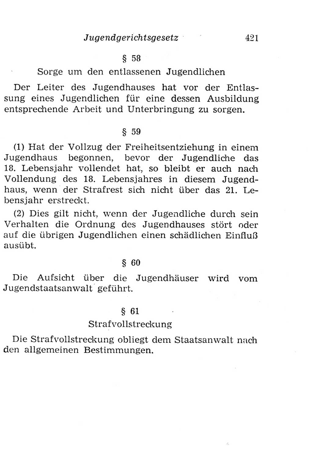 Strafgesetzbuch (StGB) und andere Strafgesetze [Deutsche Demokratische Republik (DDR)] 1957, Seite 421 (StGB Strafges. DDR 1957, S. 421)