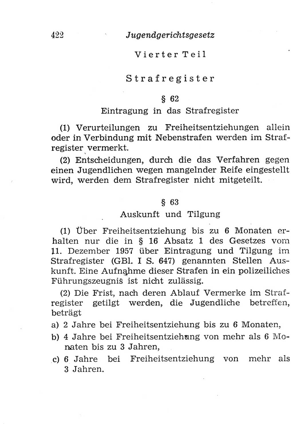 Strafgesetzbuch (StGB) und andere Strafgesetze [Deutsche Demokratische Republik (DDR)] 1957, Seite 422 (StGB Strafges. DDR 1957, S. 422)