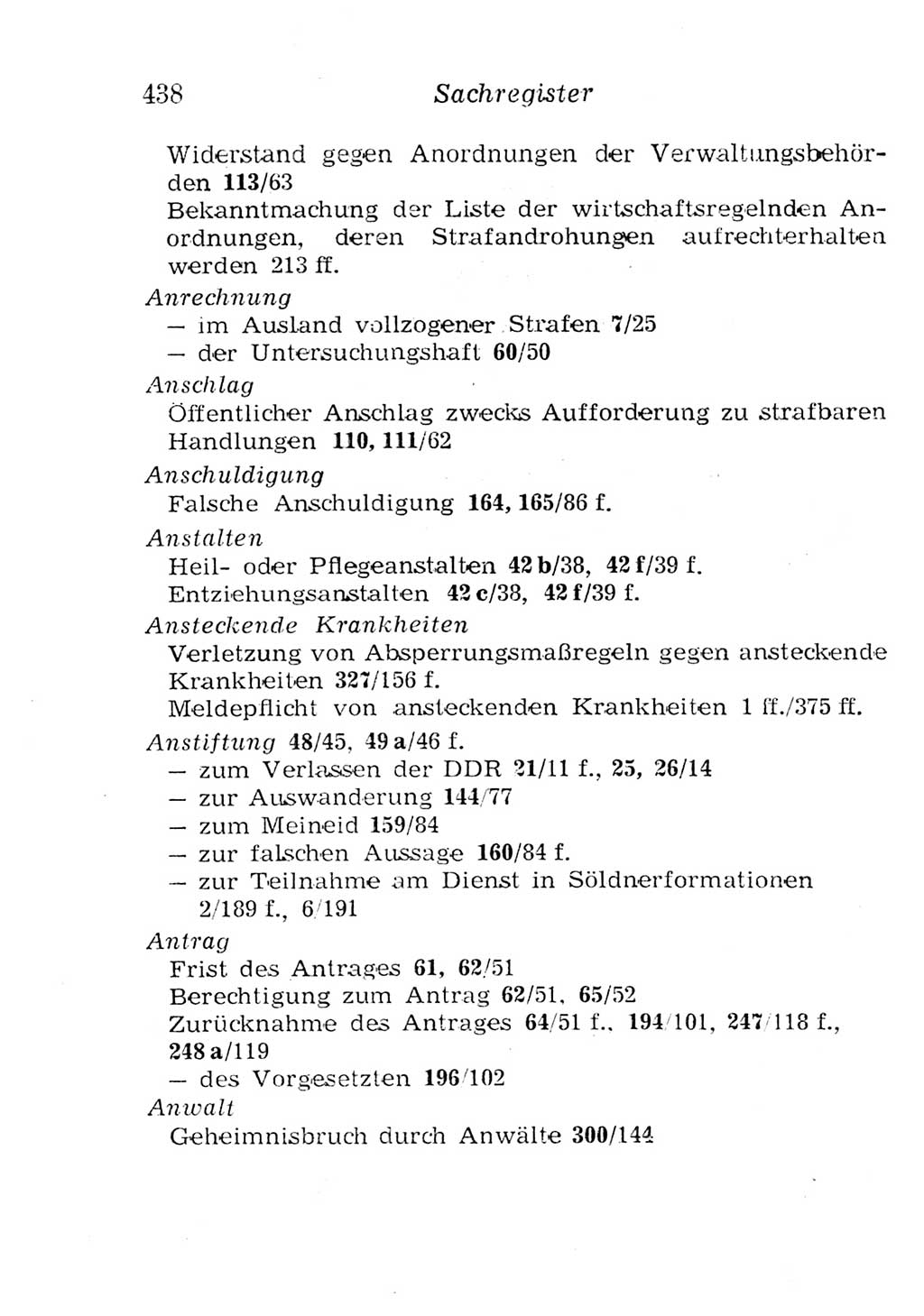 Strafgesetzbuch (StGB) und andere Strafgesetze [Deutsche Demokratische Republik (DDR)] 1957, Seite 438 (StGB Strafges. DDR 1957, S. 438)