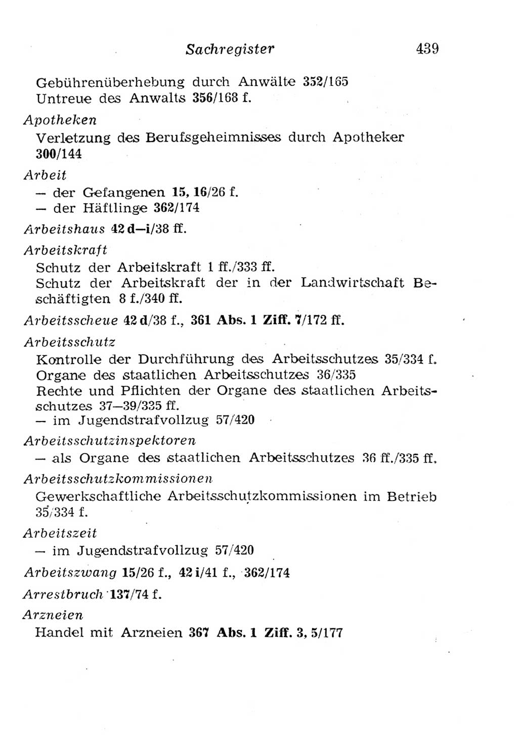 Strafgesetzbuch (StGB) und andere Strafgesetze [Deutsche Demokratische Republik (DDR)] 1957, Seite 439 (StGB Strafges. DDR 1957, S. 439)