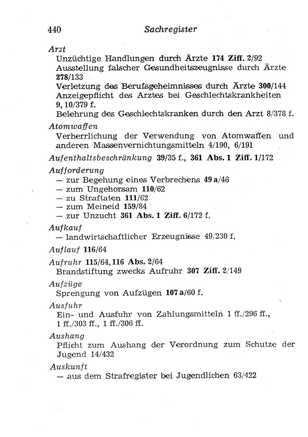 Strafgesetzbuch (StGB) und andere Strafgesetze [Deutsche Demokratische Republik (DDR)] 1957, Seite 440 (StGB Strafges. DDR 1957, S. 440)