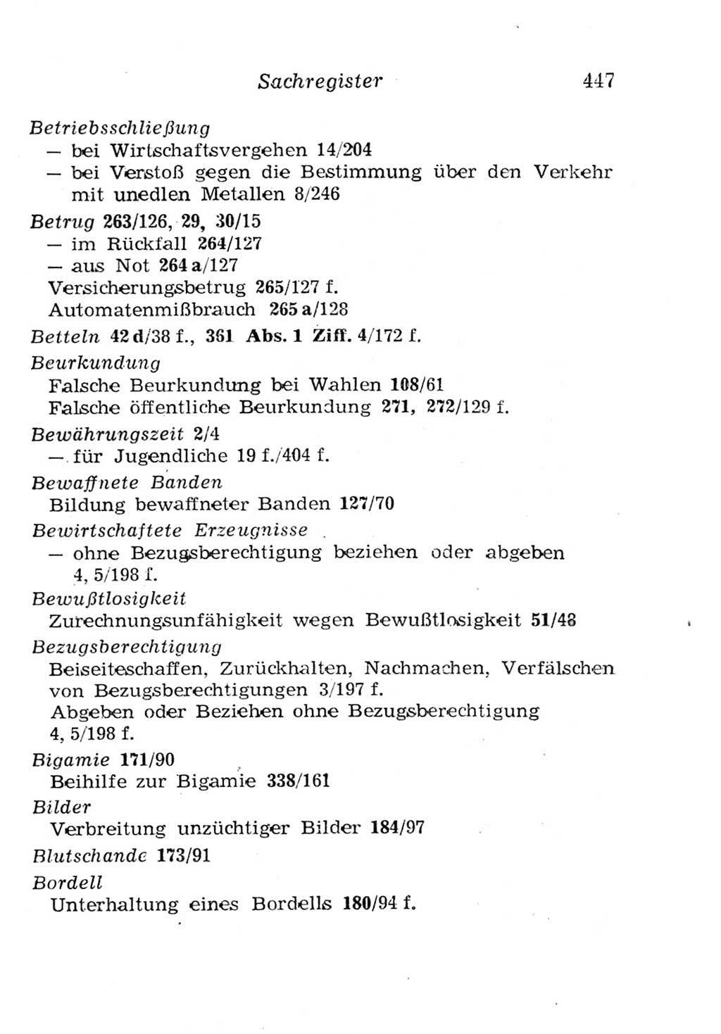 Strafgesetzbuch (StGB) und andere Strafgesetze [Deutsche Demokratische Republik (DDR)] 1957, Seite 447 (StGB Strafges. DDR 1957, S. 447)