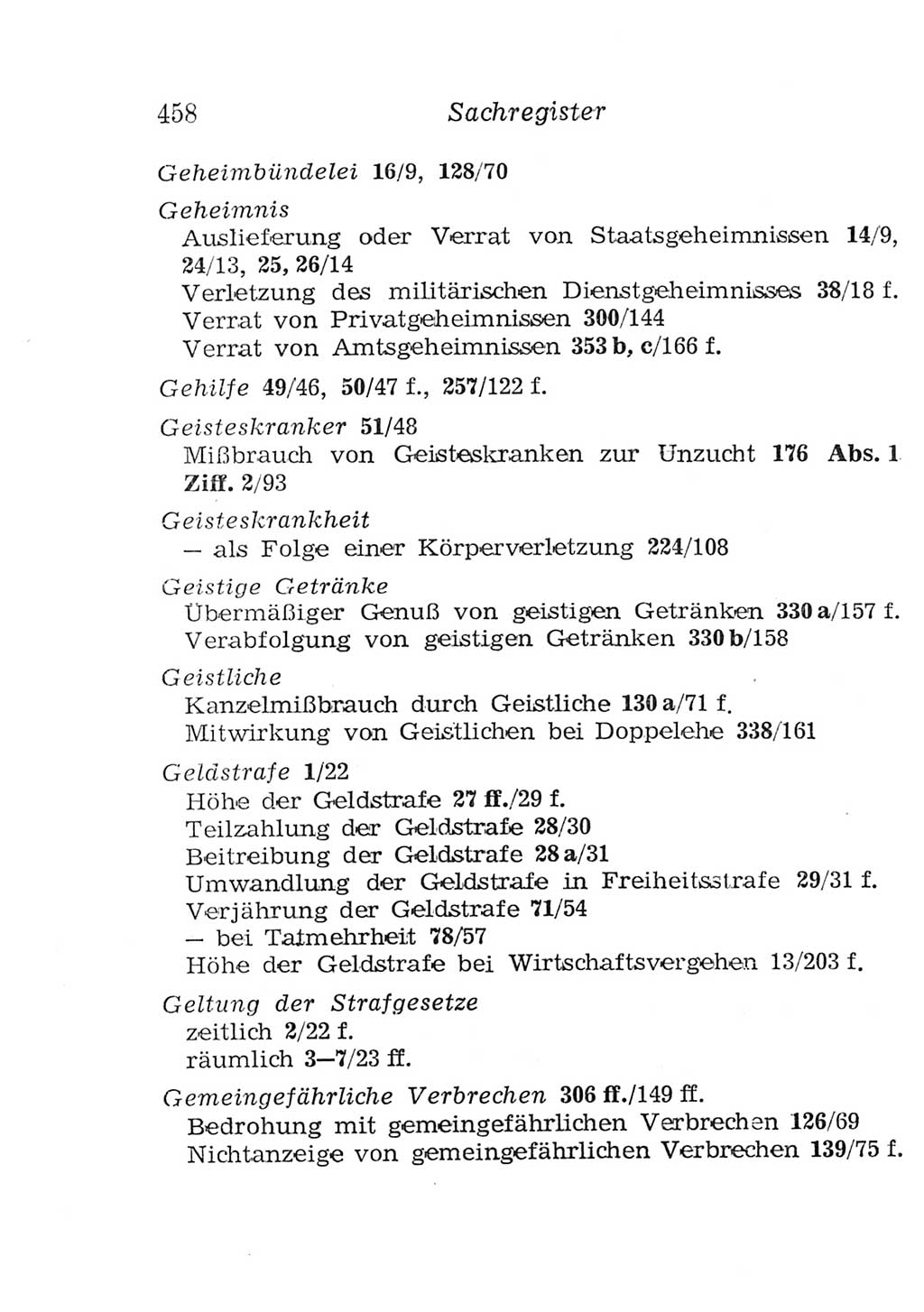 Strafgesetzbuch (StGB) und andere Strafgesetze [Deutsche Demokratische Republik (DDR)] 1957, Seite 458 (StGB Strafges. DDR 1957, S. 458)