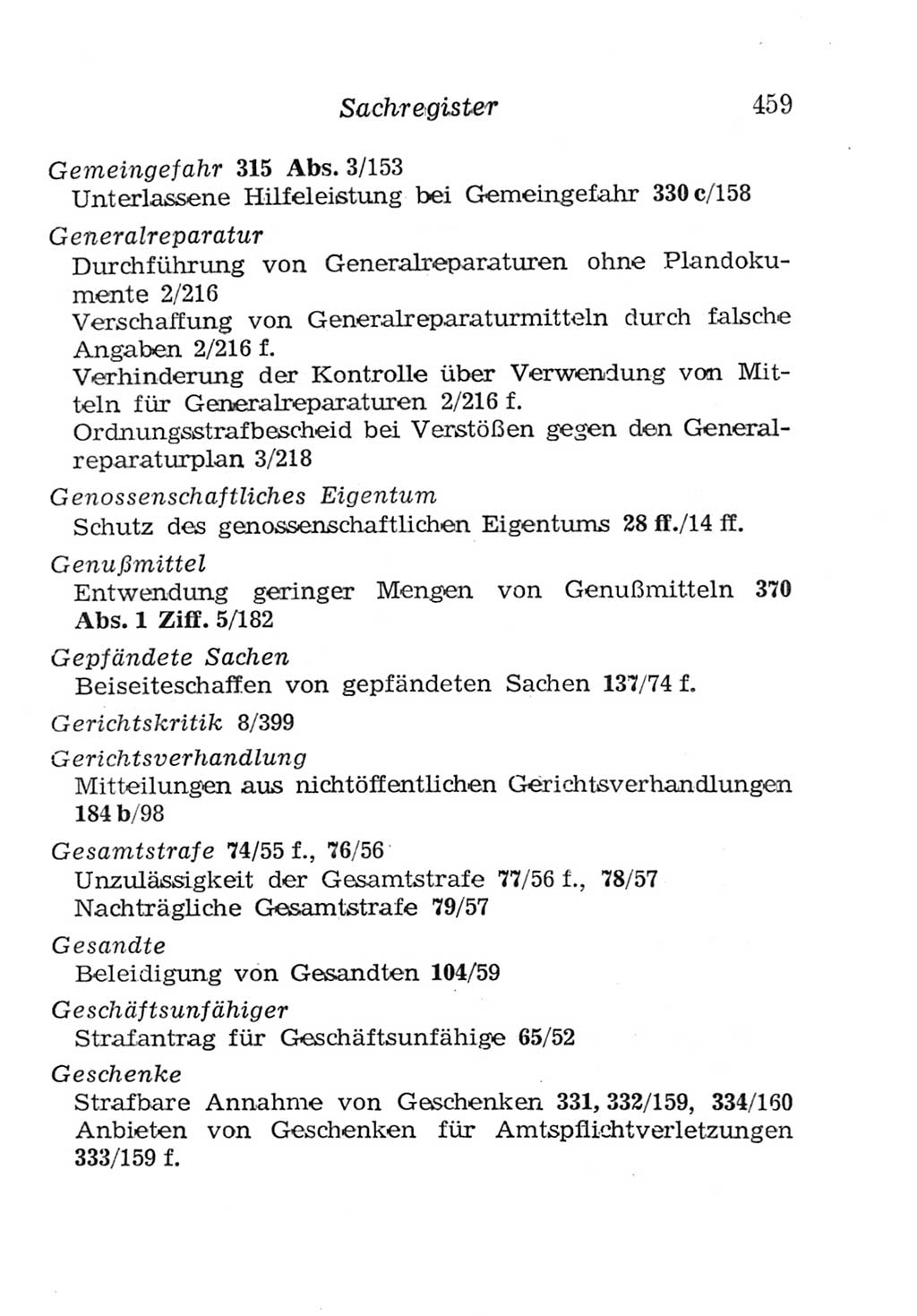 Strafgesetzbuch (StGB) und andere Strafgesetze [Deutsche Demokratische Republik (DDR)] 1957, Seite 459 (StGB Strafges. DDR 1957, S. 459)