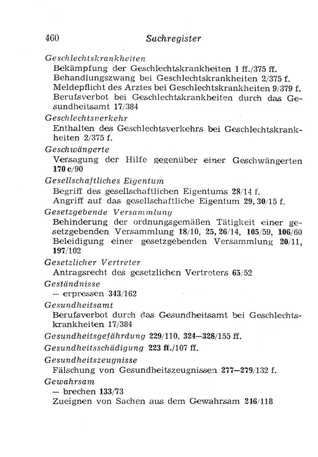 Strafgesetzbuch (StGB) und andere Strafgesetze [Deutsche Demokratische Republik (DDR)] 1957, Seite 460 (StGB Strafges. DDR 1957, S. 460)